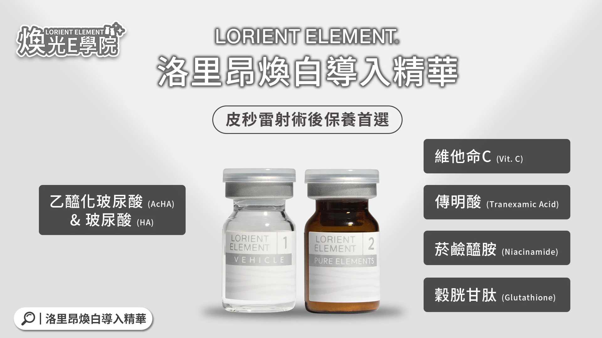 洛里昂煥白導入精華第 1 劑與第 2 劑的雙劑型產品設計